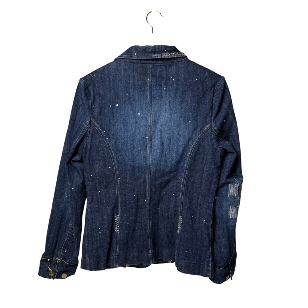 Pepe Jeans Jacket Women M/L London Blazer Denim Blue Lined 3 Button Notch Collar - Picture 7 of 10